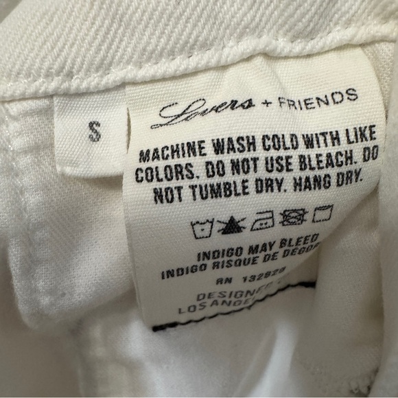 Lovers + Friends White Denim Short Overalls | Size Small | Distressed - Picture 5 of 10